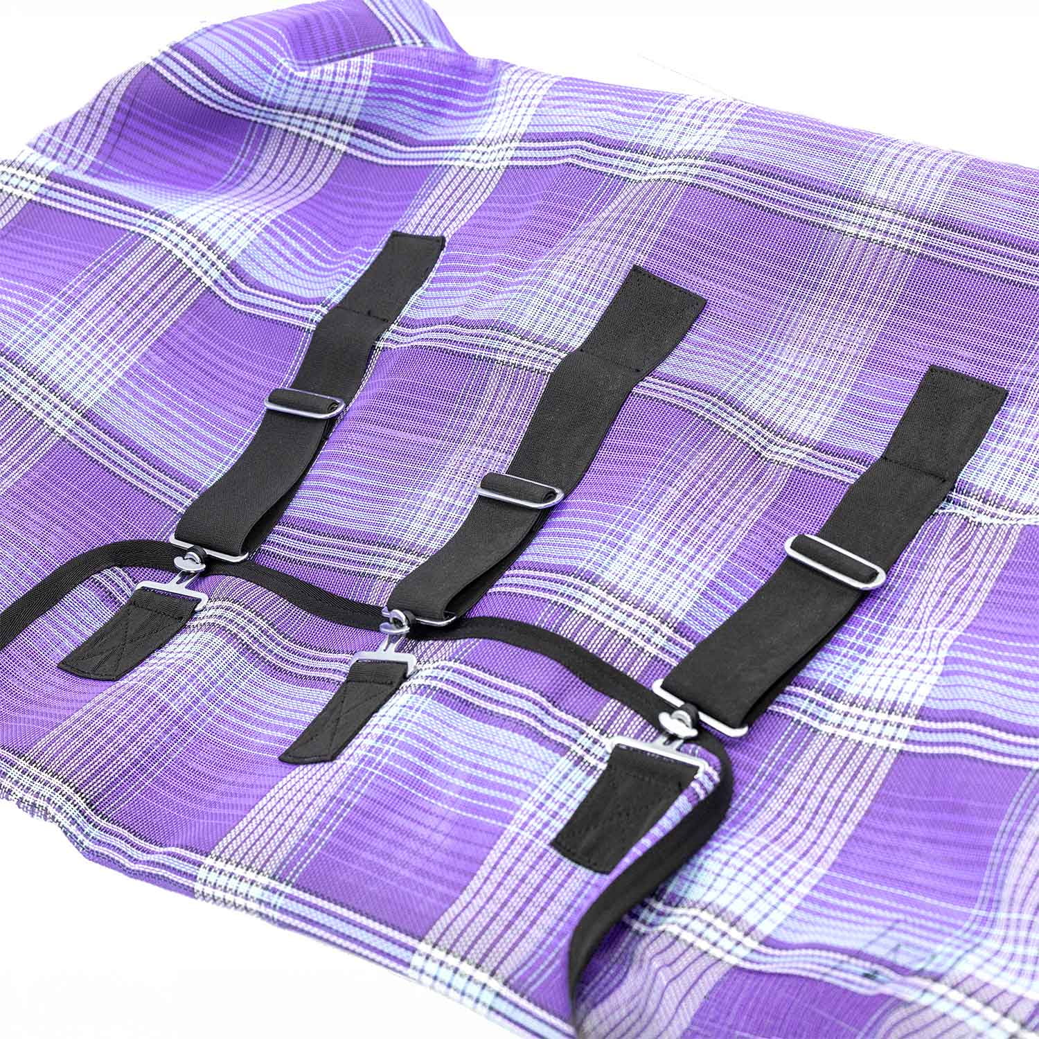 Jeffers Romper Stomper Durable Mesh Fly Sheet for Horses with Detachable Neck, 69" – Heavy Duty Breathable Textilene Mesh Horse Sheet, UV & Insect Protection, Summer Turnout Rug - Purple & Light Blue
