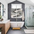 thumbnail image 3 of Grey Ombre Marble Kitchen Curtains 63 Inch Length, Abstract Modern Art Grommet Top Bedroom Living Room Curtains, Light Filtering Cafe Curtain Drapes 2 Panels Set 104''x63'', 3 of 9