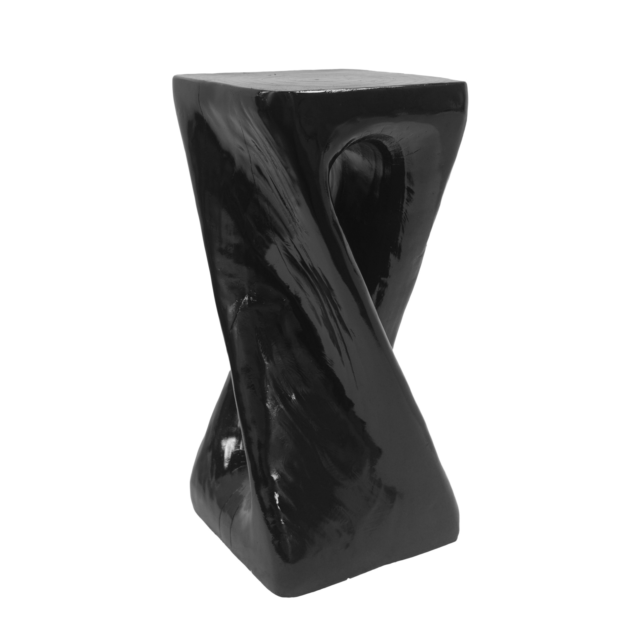 Christopher Knight Home 26.8" Natural Wood Twist Shape Design MGO Outdoor Side Table, Black