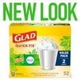 thumbnail image 2 of Glad Small Trash Bags, 4 Gallon, 52 Bags (OdorShield, Quick Tie, Gain Original), 2 of 21