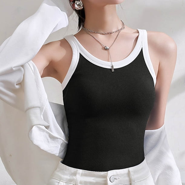 Blusa de poliéster para mujer, de moda, informal, de color liso, con tirantes, almohadillas para el pecho y la espalda, chalecos y tops moldeadores.