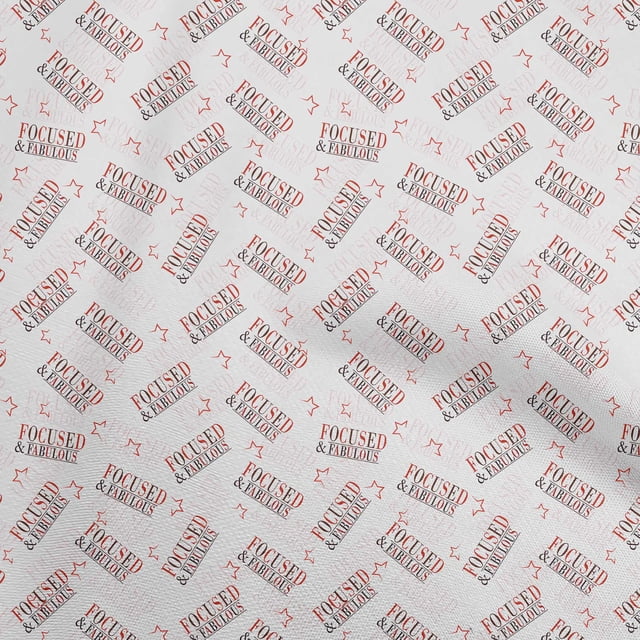 oneOone Tissu Popeline de Coton Rouge Texte Matériel de Robe Tissu Imprimé Tissu au Mètre 42 Pouces de Large
