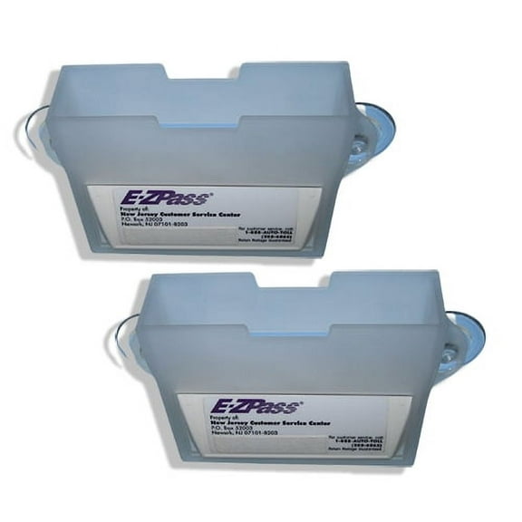 TrexNYC EZ Pass/I-Pass Holder for Car, Holds Tightly to your Car Windshield with 3 Suction Cups, 2 Packs, Clear