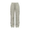 thumbnail image 5 of Tqcoqu Cargo Pants for Women Baggy - Drawstring Elastic Waist Multi-Pocket Cargo Pants with Ankle Ties Y2K Festival Outfits Hiking Camping,Green Women's S-XXXXXL, 5 of 8