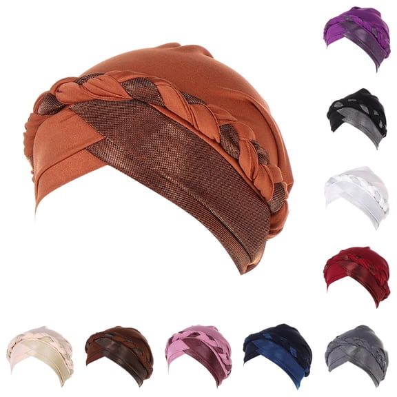 lnmuld Braided Turban Hat Soft Stretch Head Wrap Fashion Head Cover Size:One Size