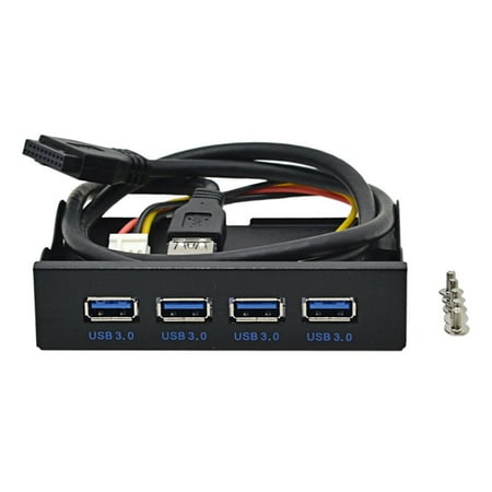 

TINYSOME Desktop 3.5 USB 3.0 19 Pin Hub Drive Bay Front Panel for PC Computer Black Fast Charging 4-Ports Adapter Metal