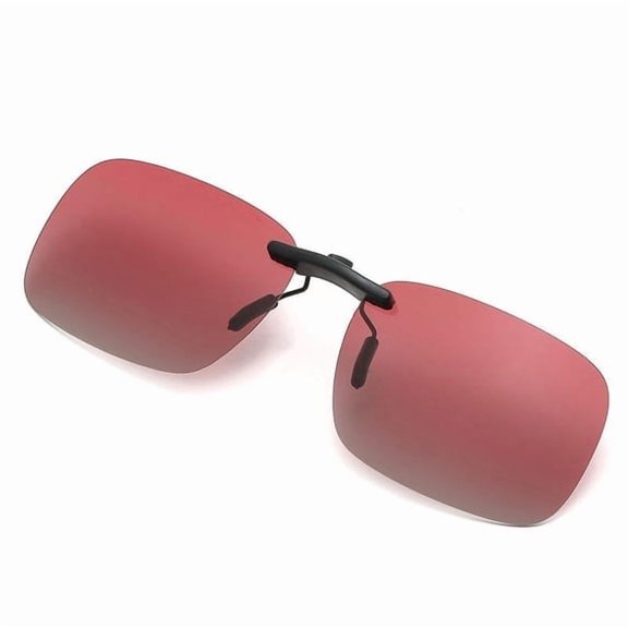 GJX Polarized Clip-On Sunglasses for Prescription Glasses, Anti-Glare UV400 Lens, Gradient Red Eyewear for Driving & Fishing
