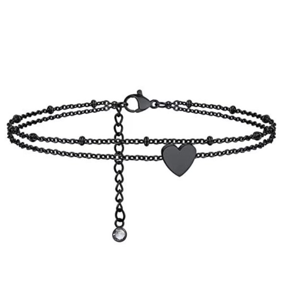 Ankle Bracelets for Women Black Adjustable for Beach