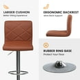 thumbnail image 3 of COMHOMA Bar Stools, Modern PU Leather Swivel Adjustable Hydraulic Bar Stool with 16.1” Wide Base Square Counter Bar Stool Set of 2,Brown, 3 of 8