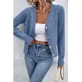 thumbnail image 2 of Cozy and Chic Women's Fall Cardigan - Myosotis Textured Knit with Pearl Beading - [ZhiHiMeRi] | (US 4-6)S, 2 of 7
