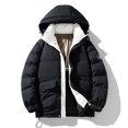 thumbnail image 2 of Men Puffer Jacket Winter Warm Hooded Down Jacket Zip Up Parka Padded Outwear Relaxed Fit Puffer Jacket Men's Jackets Black L, 2 of 5