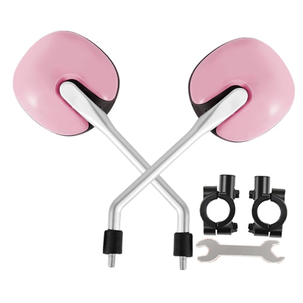2 espejos retrovisores para motocicleta, fáciles de instalar con llave portátil. Rosa