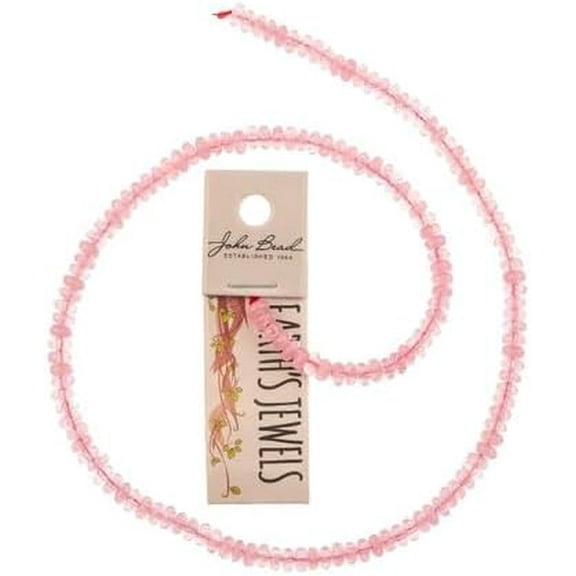 John Bead Earth's Jewels 2x4mm Rose Quartz Semi-Precious 15in Strand Rondell for Necklaces, Bracelets, Jewelry Making, DIY Crafting