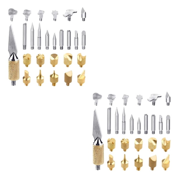 Speravity Juego de puntas de bolígrafo para grabado de , boquillas de soldadura de pirograbado, herramienta de Kit de plantillas de latón 28St 2Conjunto