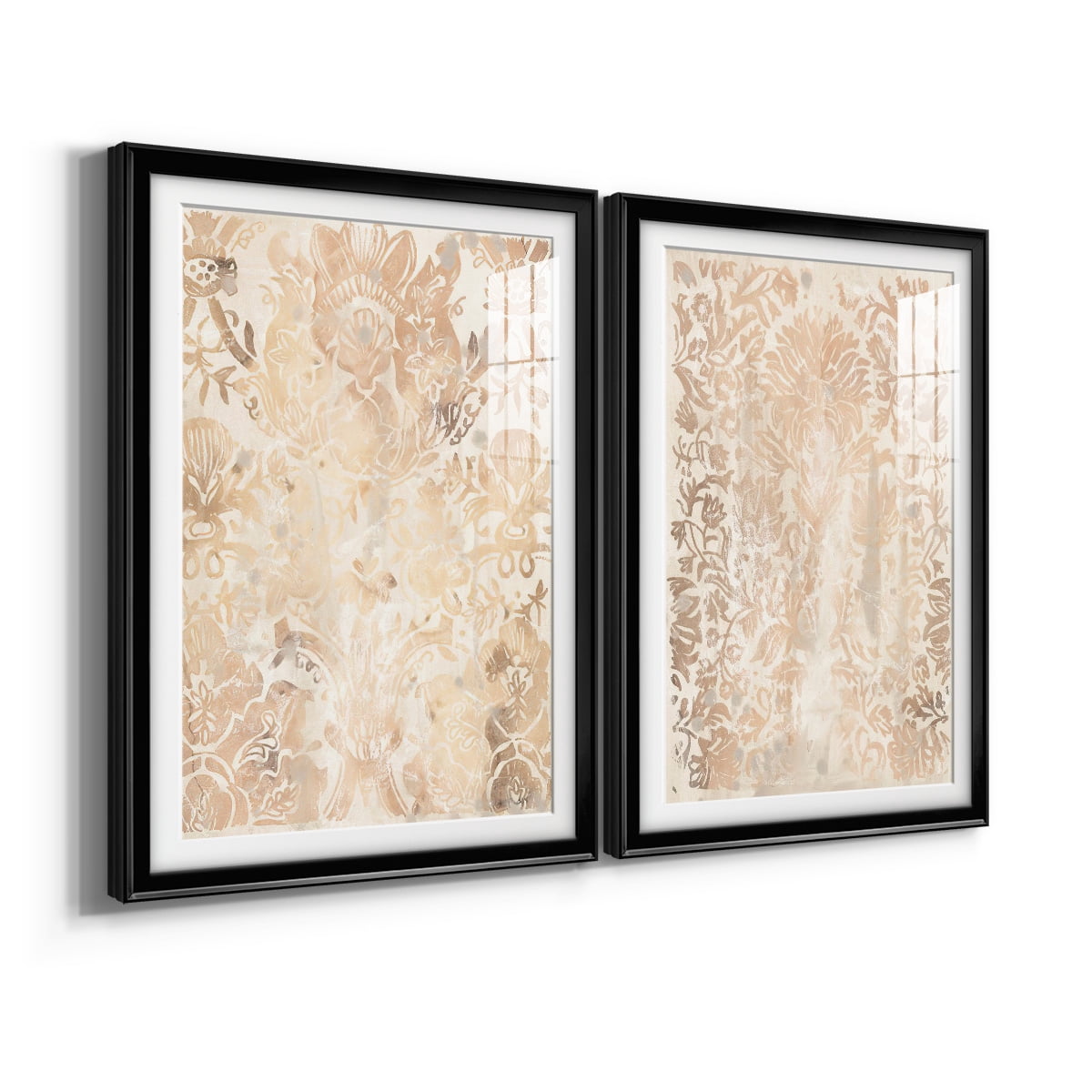 Wexford Home Walnut Damask III Premium Framed Print, 30.5" x 42.5" - Ready to Hang, Black (Set of 2)