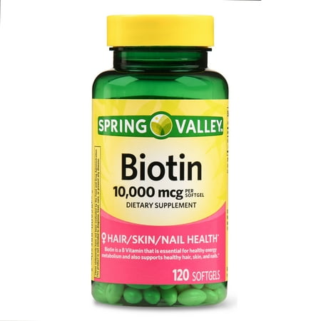 Spring Valley Biotin Softgels, 10000 mcg, 120 Ct