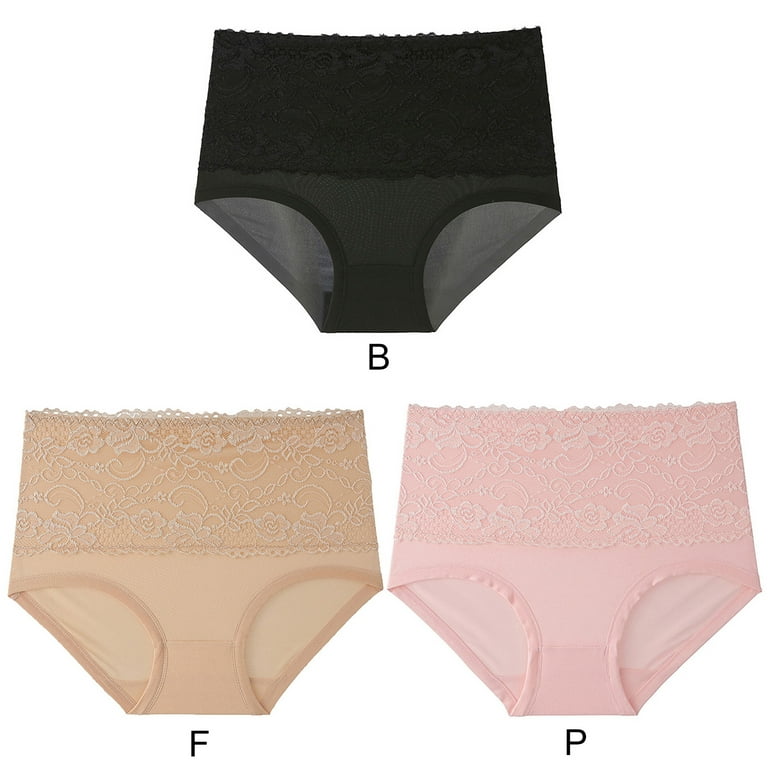 Pretty Comy Women's Plus Size Lace Panties High Waist Underwear Briefs