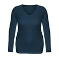 thumbnail image 2 of Emmalise Women's Casual Basic V-Neck Tshirt Long Sleeves Tee Top - Junior and Plus Sizes, 2 of 4
