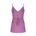thumbnail image 4 of Einccm Women's Casual Summer Dress Sleeveless V Neck Adjustable Strap Tie Waist Midi Dress with Pockets Solid Color Flowy Lightweight Comfortable Outfit for Beach Vacation Work Daily Wear, 4 of 5