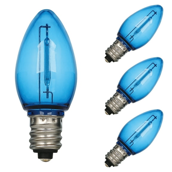 Westinghouse 0.6 Watt (7 Watt Equivalent) Blue C7 Omni Filament LED Light Bulb Candelabra (E12) Base, 4-Pack