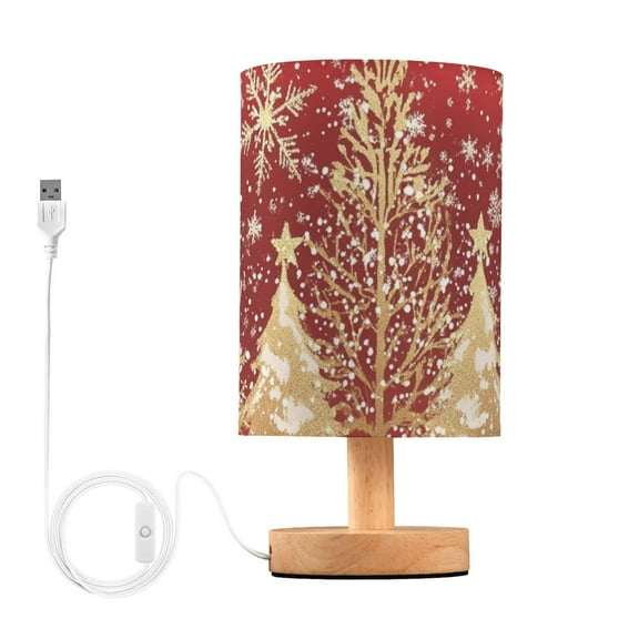 Gold Christmas Trees Snowflakes Table Lamp with USB Port LED Warm Light Lamp Night Light Home Decor