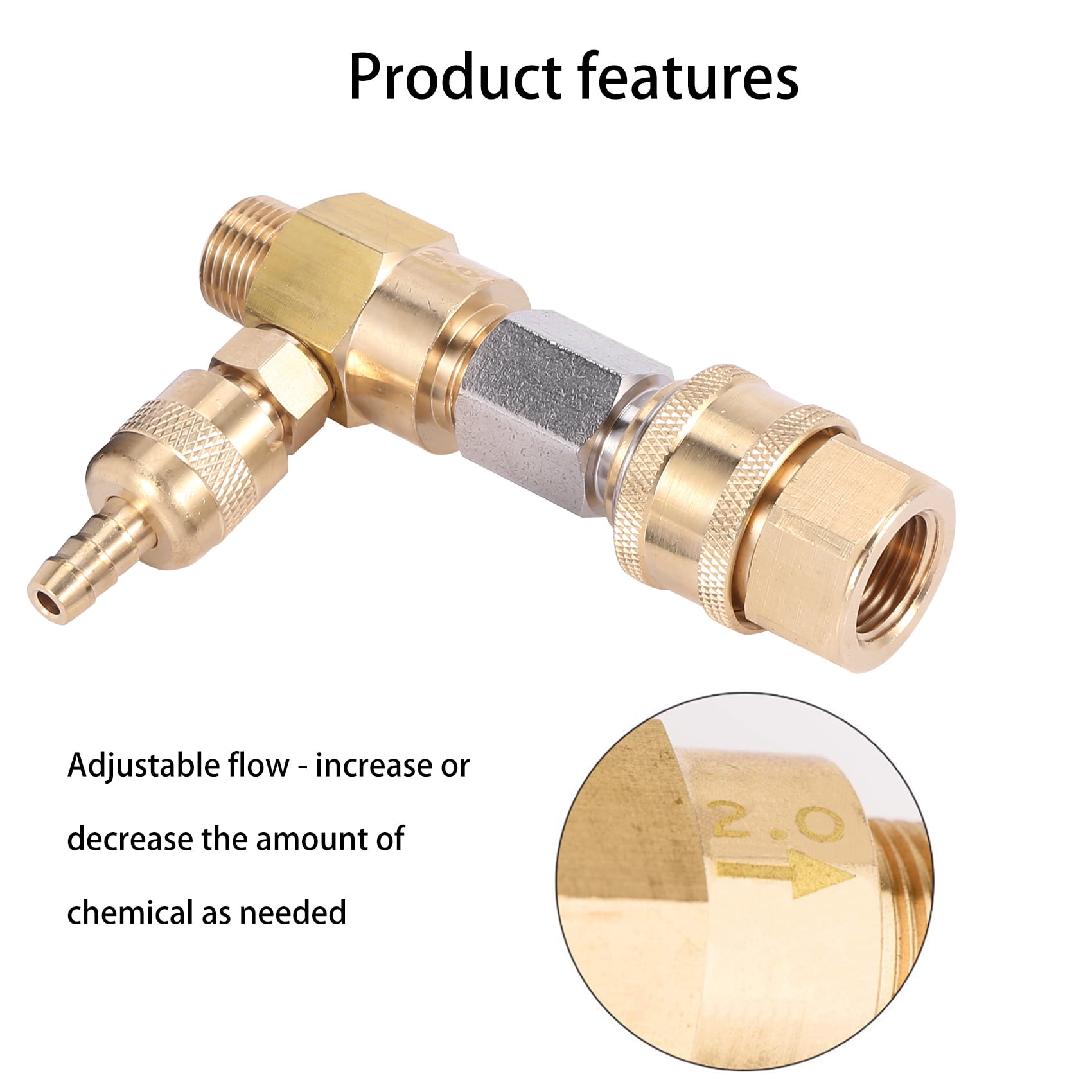 Pressure Washer Chemical Injector Kit Adjustable Soap Dispenser 3/8
