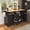 Black, variant on 55.7" Large Kitchen Island with 2 Drop Leaf and Power Outlet, Rolling Kitchen Cart with 5 Wheels, Storage Drawers and Towel Rack, Green