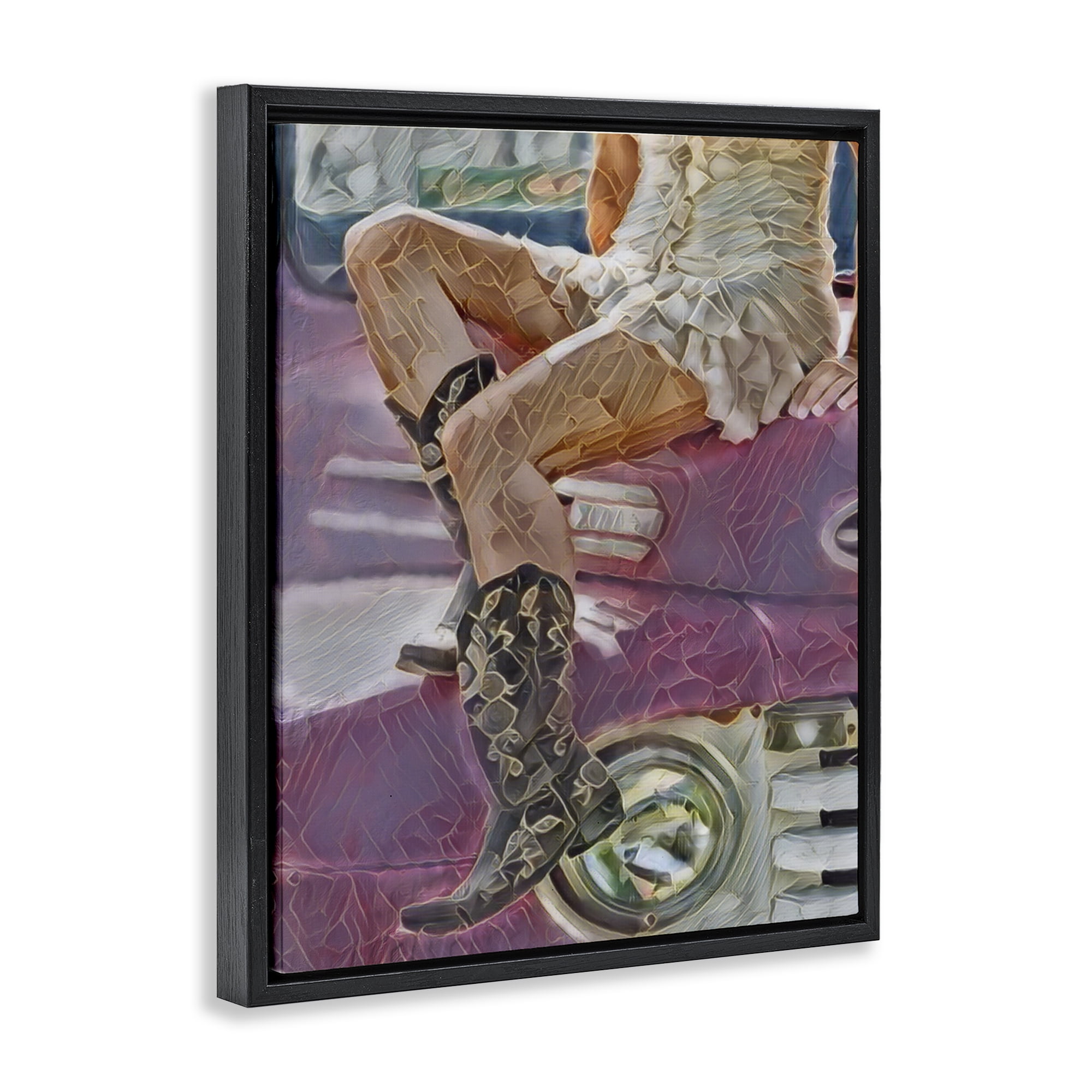 Romantic Westerns Cowgirl Black Framed Floater Canvas Wall Art, design by Jesse Keith