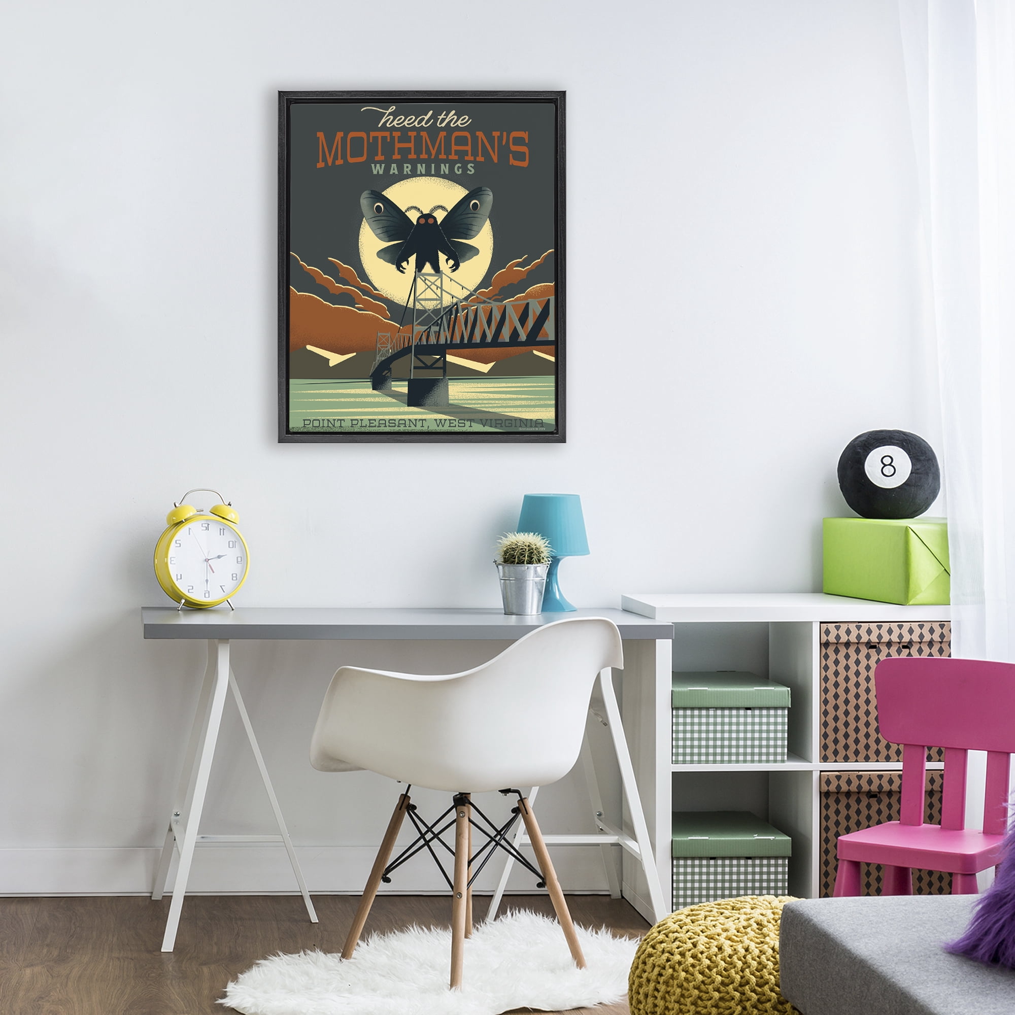 Stupell Industries Cryptid Tourism West Virginia Black Framed Floater Canvas Wall Art, design by Omar Escalante