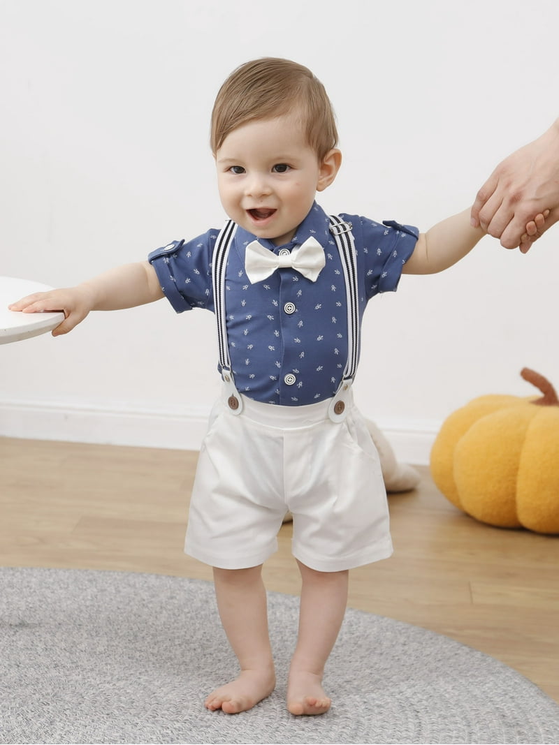 CARETOO Baby Boy Clothes Suits Infant Gentleman Outfits Suspender