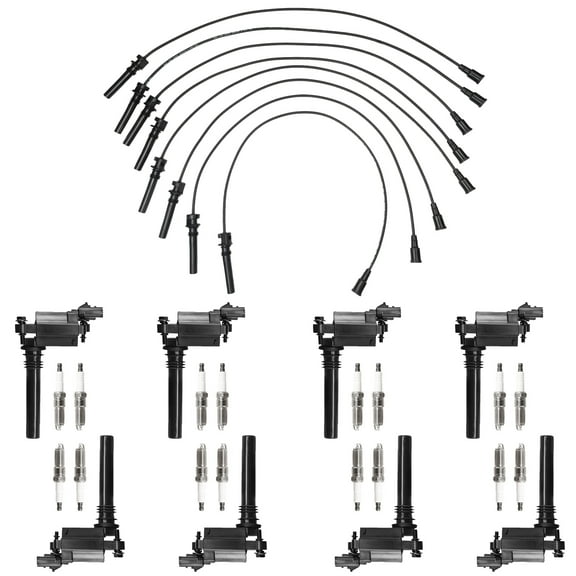 8 ISA Ignition Coil, 16 Spark Plugs and Wireset Compatible with 2004-2005 Dodge Ram 3500 5.7L V8 Replacement for UF378