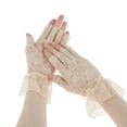 thumbnail image 1 of Guantes sin dedos de encaje floral para bloquear el sol, 1 par, guantes de conducción para mujeres, color beige, Unique Bargains, 1 of 5