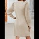 thumbnail image 5 of Vestido de Punto para Mujer con Mangas Abullonadas, Cuello Redondo, Informal, para Otoño e Invierno Albaricoque XXL, 5 of 6