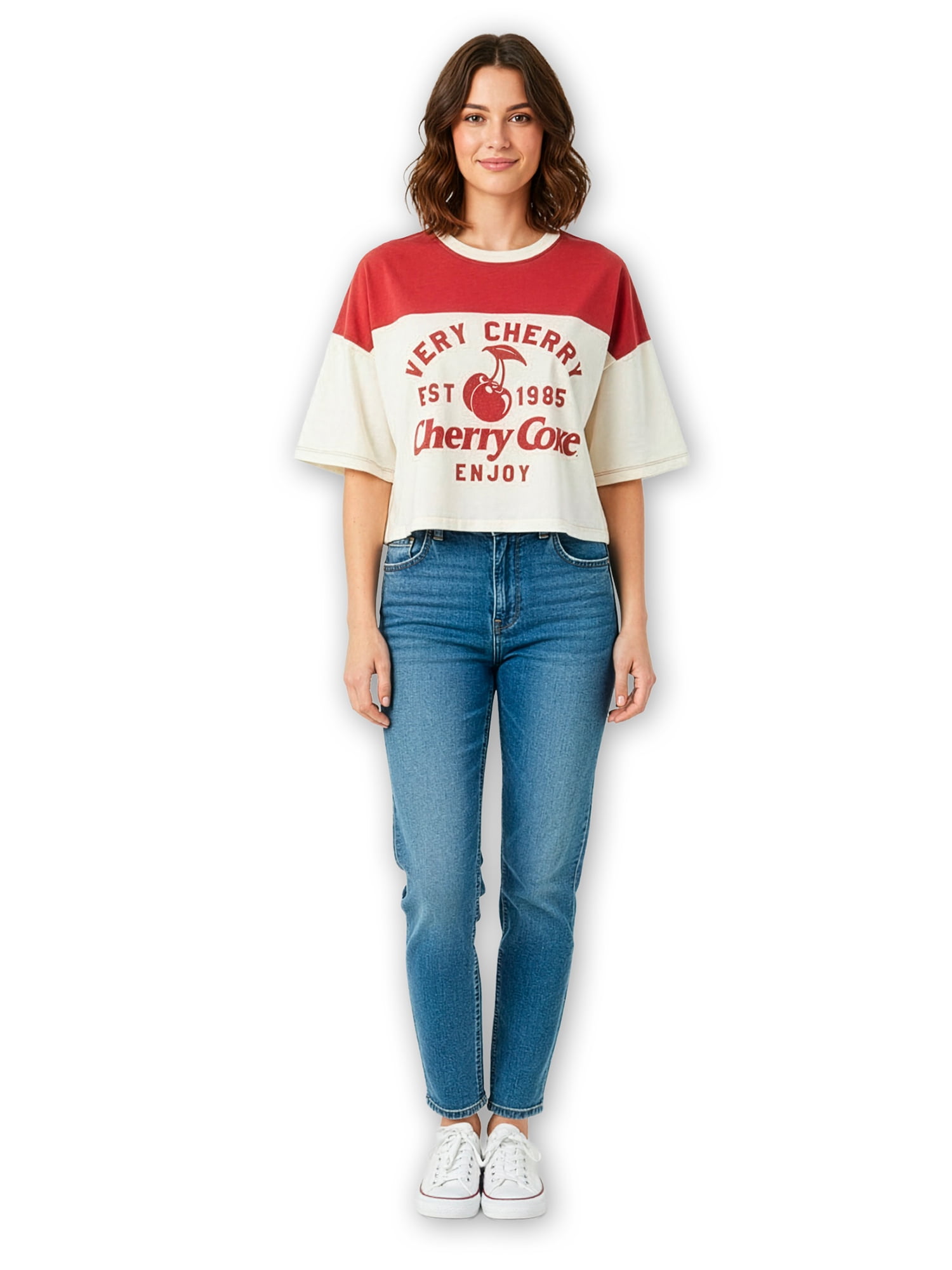 Coca-Cola Women's Very Cherry Skimmer Tee with Short Sleeves, Sizes XXS-XXL
