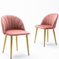 thumbnail image 2 of Contemporary Velvet Dining Room Kitchen Accent Chair with Backrest and Printing Golden Long Leg, 30.3 Inch Height, Set of 2,Pink, 2 of 6