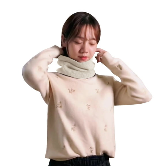 Prolriy Neck Gaiter Women&Men Winter Slouchy Knit Warm Scarf Knitted Wool Bib Windproof Scarf Neck Warmer Scarf for Women Beige