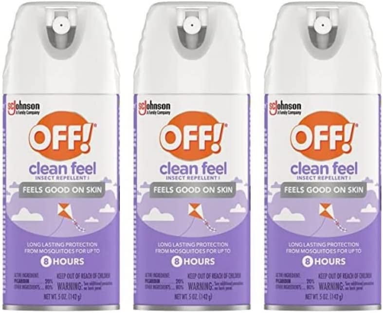 OFF! Clean Feel Repellent Spray with 20 Picaridin, 5 Ounce (Pack of 3)
