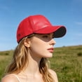 thumbnail image 5 of Adjustable Leather Peaked Cap, Unisex Classic Baseball Cap, Solid Color Outdoor Sun Shade Hat, Durable Wear Resistant Headwear for Outing Shopping Outdoor Activity Retro Fashion Casual Cap,RD1, 5 of 9