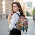 thumbnail image 6 of FORMRS Mini Backpack Purse for Women Travel Daypack Casual Shoulder Bag, Orange Colorful Flowers, 6 of 7