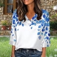 thumbnail image 2 of Jsaierl 3/4 Sleeve Womens Silk Satin Tops Plus Size V Neck Shirts Cute Print Ladies Blouses Work Holiday T-shirts Top S-5XL, 2 of 5