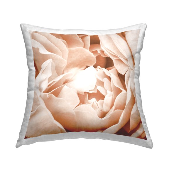 Stupell Industries Pink Peony Close Up Square Decorative Printed Throw Pillow, 18 x 18