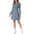 thumbnail image 4 of INSPIRE CHIC Women's Faux Suede Lapel Neck Long Sleeve A-Line Dress XL Gray Blue, 4 of 6