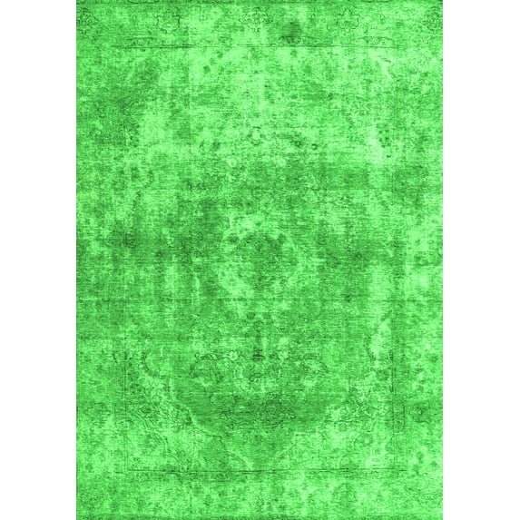 Ahgly Company Indoor Rectangle Abstract Green Contemporary Area Rugs, 3' x 5'