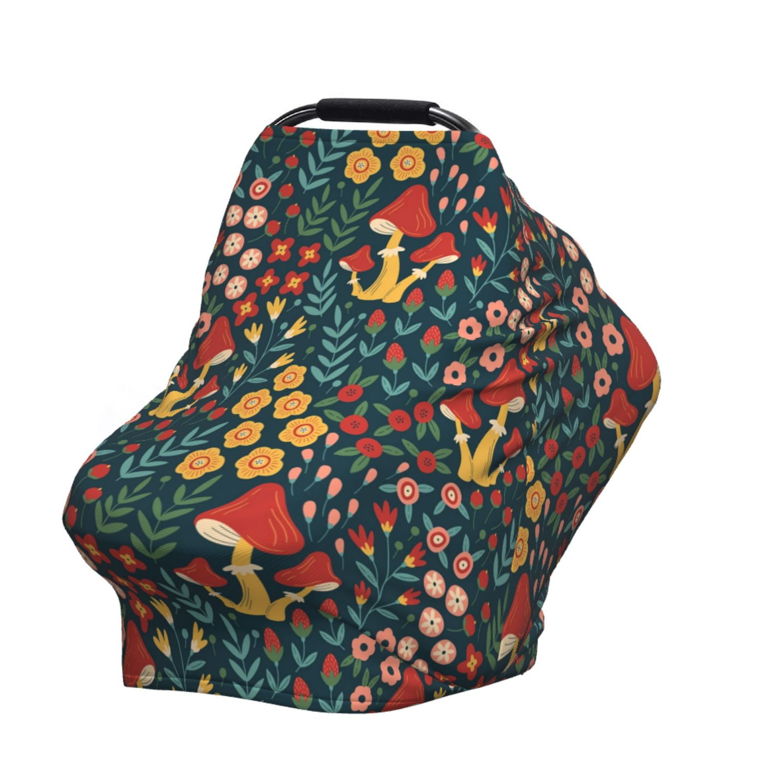 Fotbe Berries and Flowers Pattern Car Seat Covers for Babies, Nursing Breastfeeding Cover Carseat Canopy, Soft Stretchy Carrier Cover