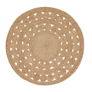 Jaipur Art And Craft Ecofrindly 100x100 CM (3.33 x 3.33 Square feet)(39 x 39.00 Inch)Beige Round Jute AreaRug Carpet throw