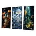 thumbnail image 3 of Designart "Midnight Magic Enchanted Mushroom Forest I" Mushroom Wall Art Set Of 3 - Traditional Pink Gallery Set For Office Decor, 3 of 6