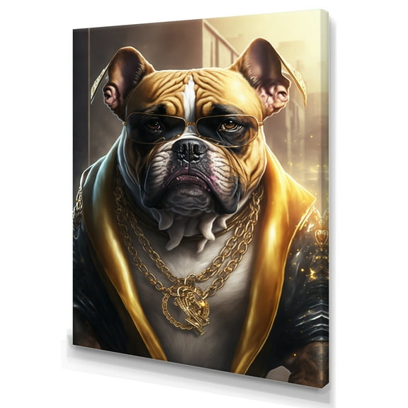 Designart Bulldog Gangster In NYC Canvas Wall Art