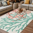 thumbnail image 2 of Fsddascl Teal Red Coral Outdoor Rug for Patio/Deck, Non-Slip Large Area Rug 6 x 9 Ft, Summer Ocean Nautical Coastal Rustic Burlap Indoor Outdoor Rugs Washable Area Rugs, Camping Rug Carpet, 2 of 5