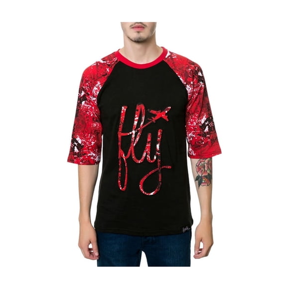 Fly Society The Max Raglan - Camiseta gráfica para hombre, color negro, grande