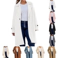 thumbnail image 4 of Long Sleeve Solid Color Coat Casual Long Jacket Vintage Turn Down Collar Coats, 4 of 8